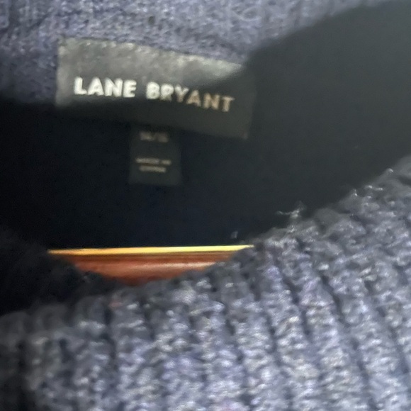 Lane Bryant Women's Navy Blue and Teal Cowl-neck Sweater size 14/16 - Picture 4 of 9